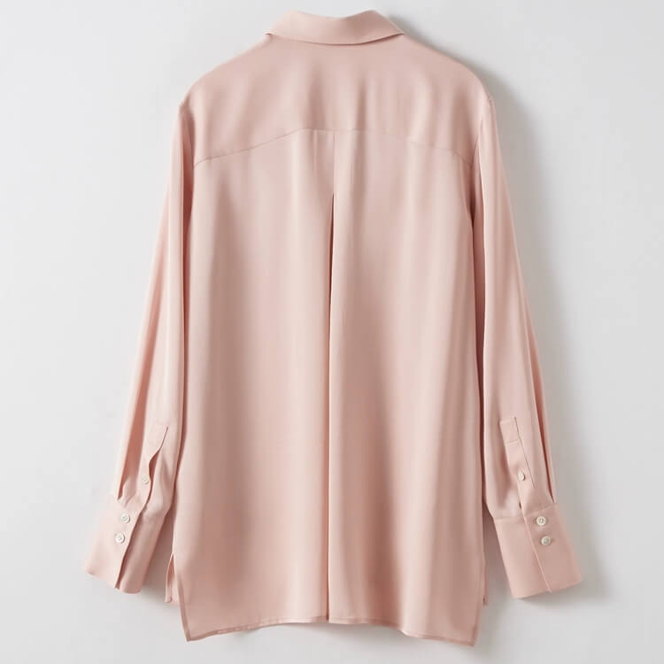24 Momme Double Crepe de Chine Silk Shirt - Pink Salt