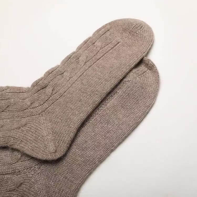Luxury Cable Knit Cashmere Socks for Winter Home Comfort
