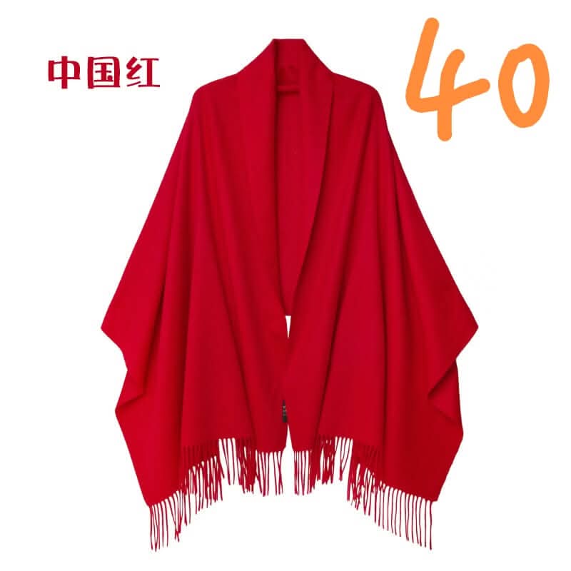 Women's Cashmere Scarf Shawl in red,Large woven cashmere wrap in China Red, lightweight and chic