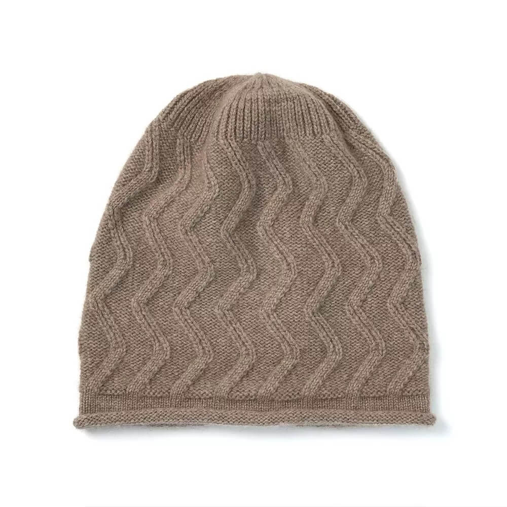 Luxury cashmere beanie in camel color, cozy and stylish winter hat