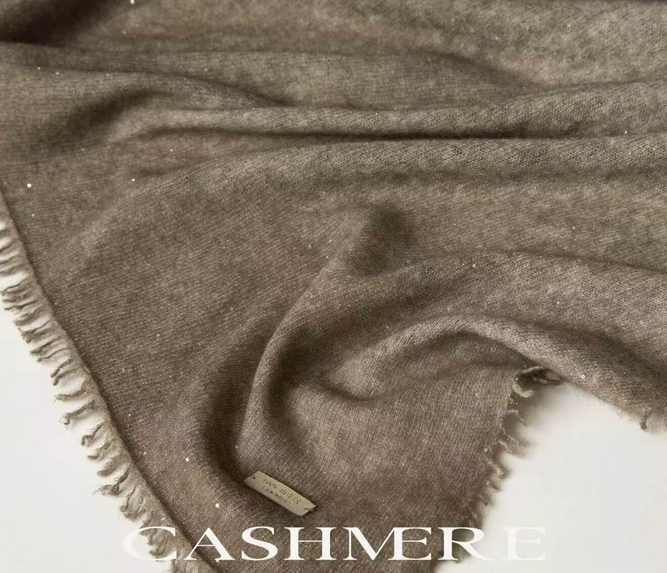 Lightweight 100% cashmere evening shawl with all-over sequin detail