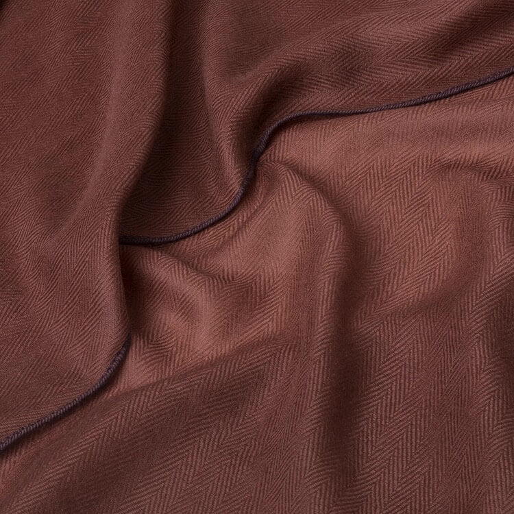 100% Cashmere Herringbone Shawl in brown