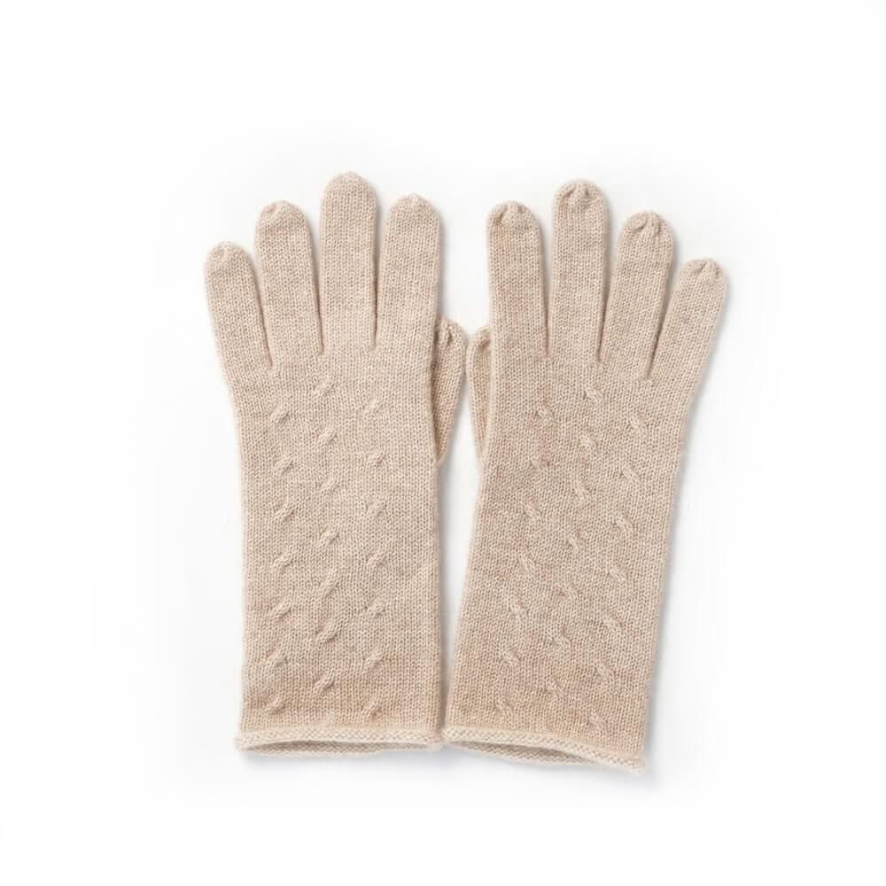 women beige cashmere gloves