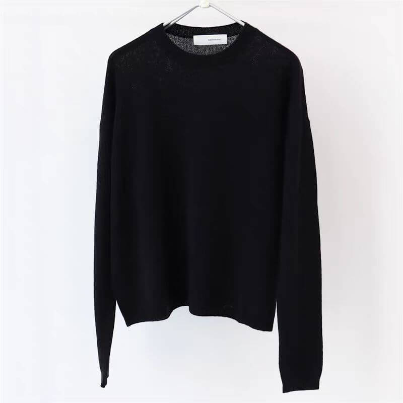 Ethereal 100% Cashmere Sweater for Women – Lightweight Luxury for Spring and Summer in black
