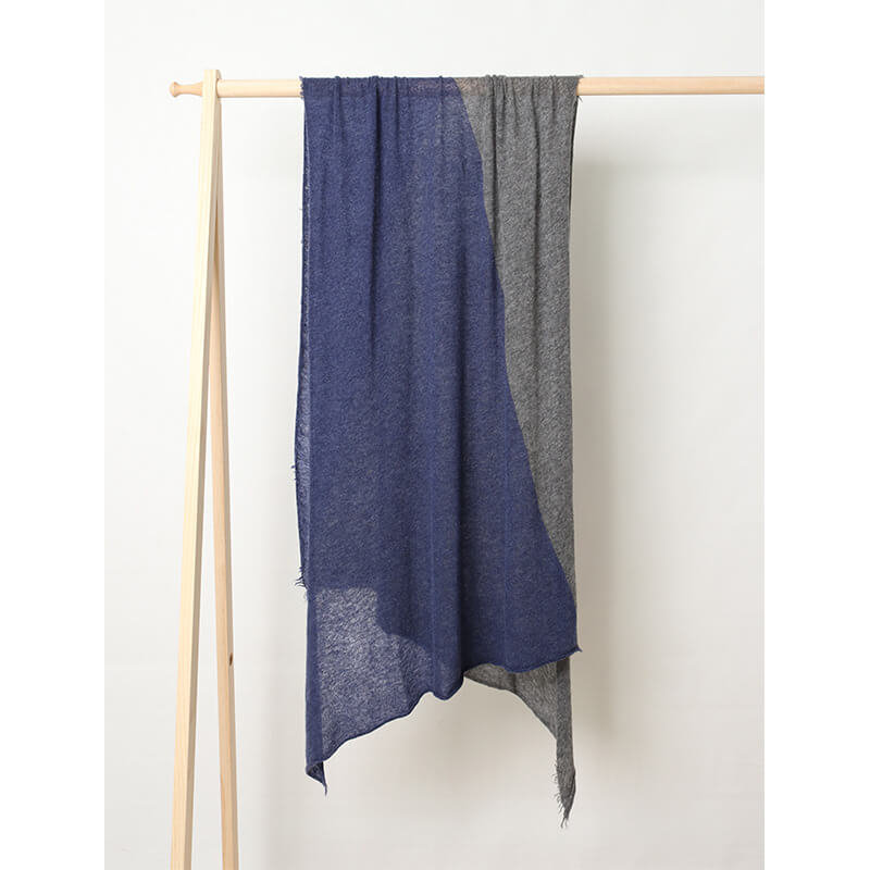 women's knitted cashmere scarf light weight in blue and grey