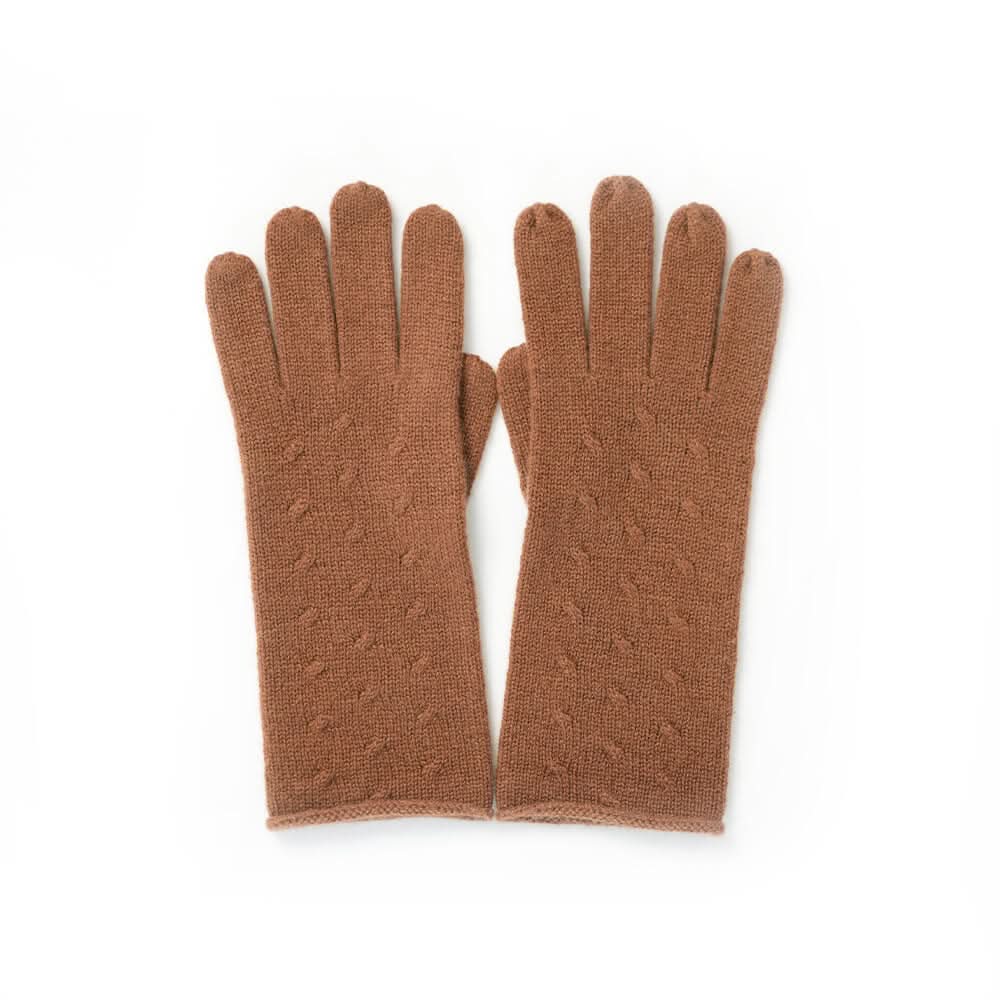 women brown cashmere gloves