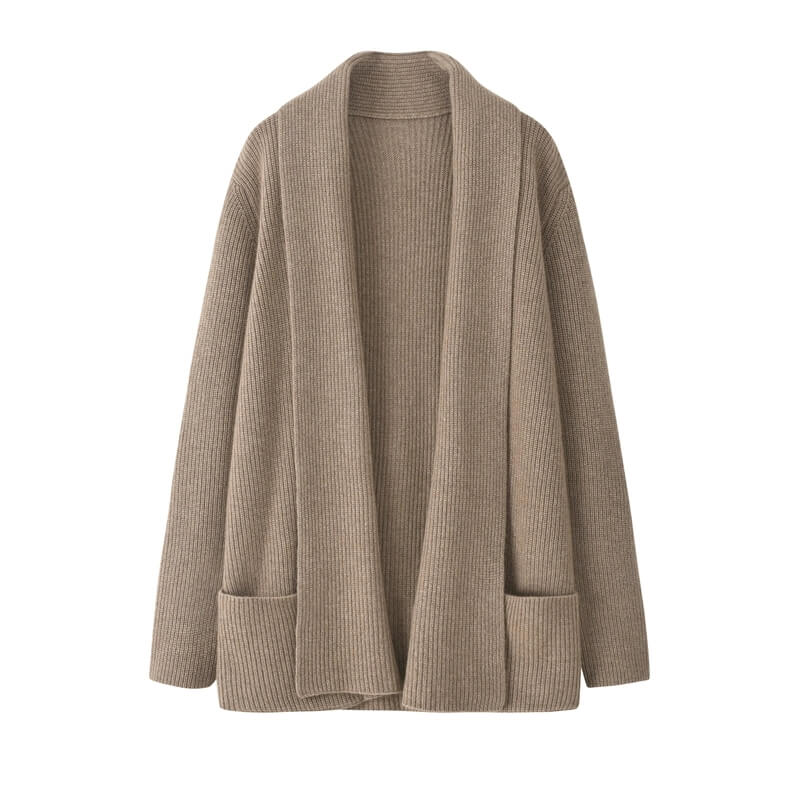 warmth and timeless elegance with our 100% Pure Cashmere Cardigan sweater in camel