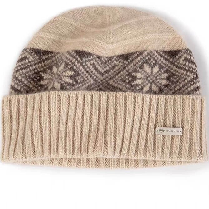 Luxury snowflake jacquard cashmere hat – soft and breathable
