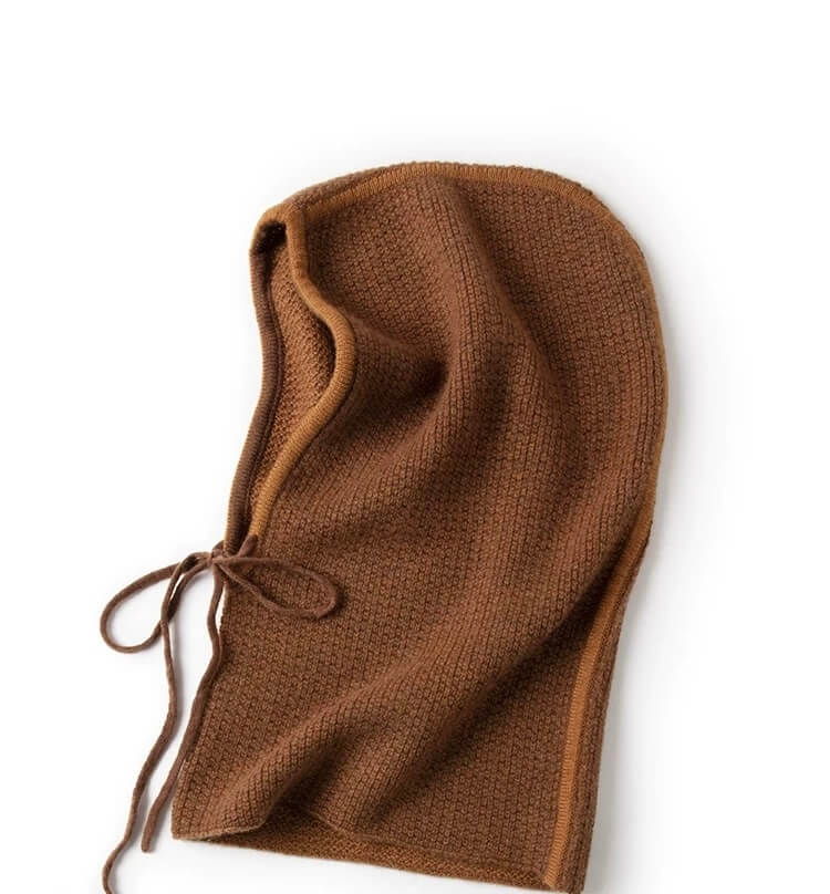 Classic cashmere hooded hat in brown and beige hues