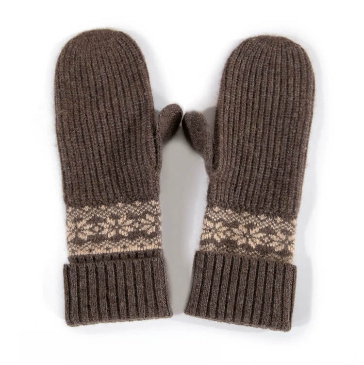 Vintage Jacquard 100% Cashmere Mittens