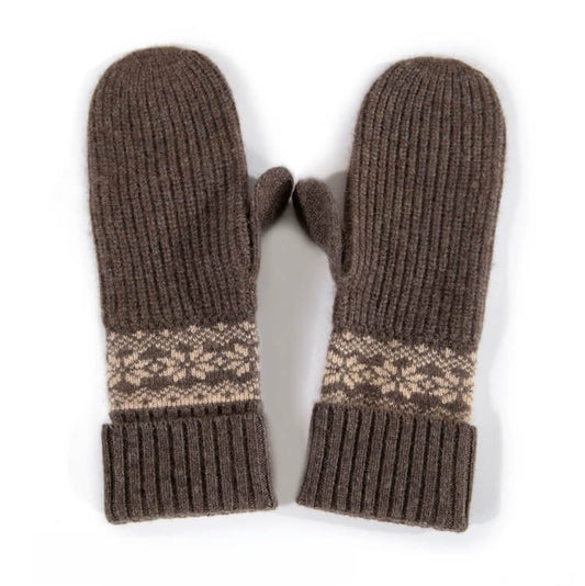 Vintage Jacquard 100% Cashmere Mittens