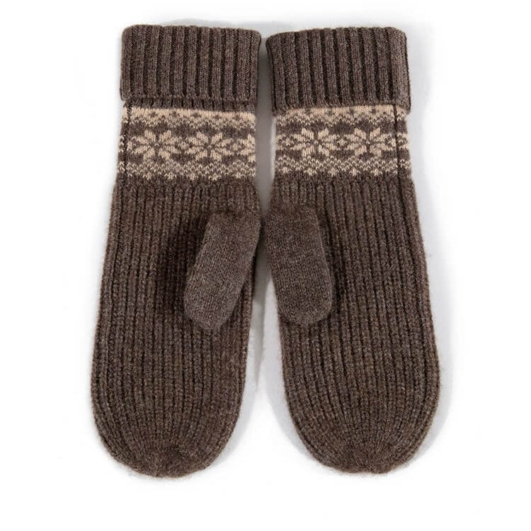 Vintage Jacquard 100% Cashmere Mittens luxury thermal gloves
