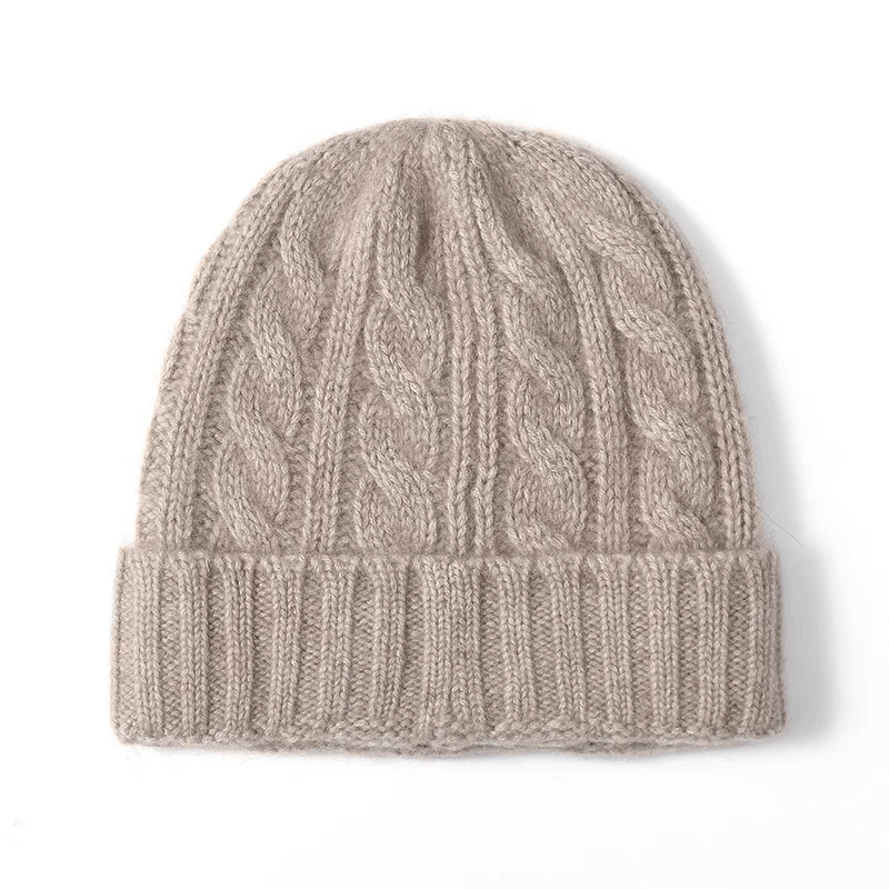 camel cashmere cable knitting beanie hats