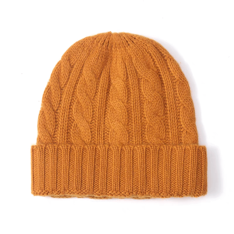orange cashmere cable knitting beanie hats
