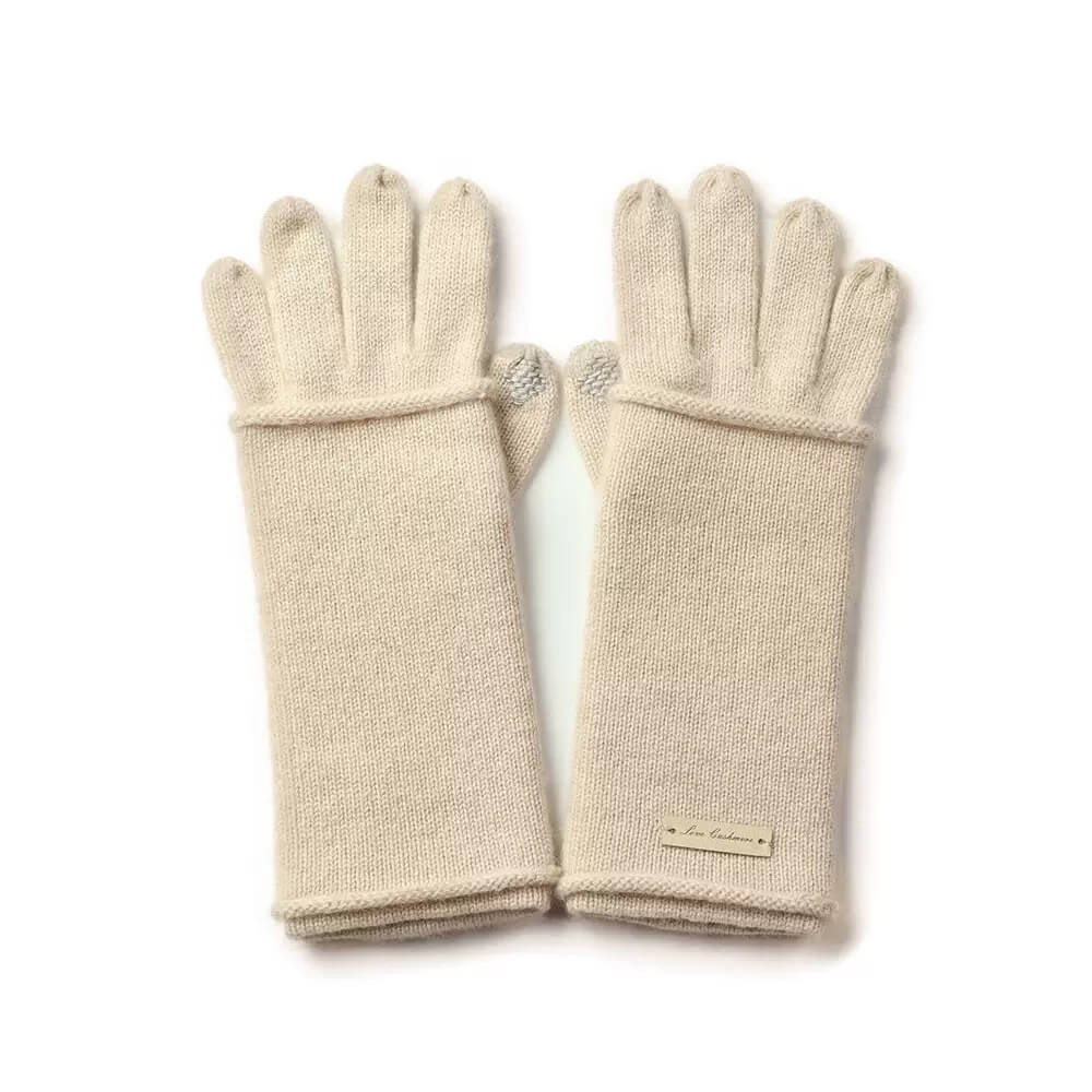 Luxurious Women's 100% Cashmere Convertible Gloves  in beige
