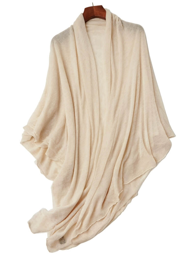 knitting beige color cashmere shawl light weight for women