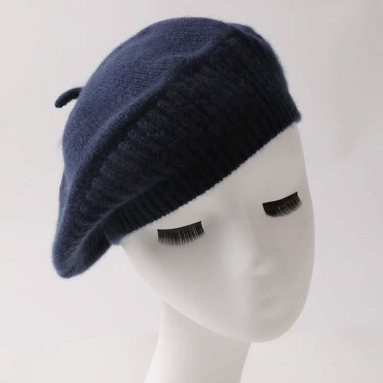 Women's 100% Pure Cashmere Beret in navy blue