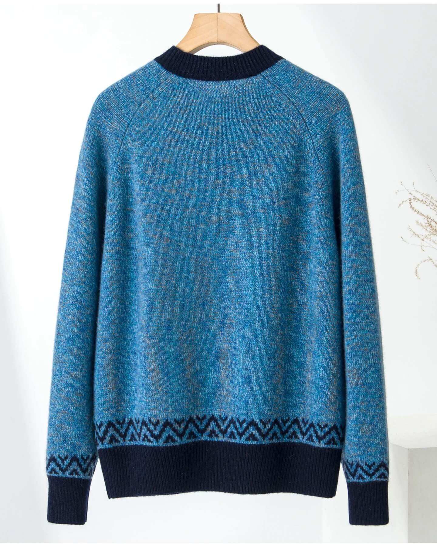 Luxury Fall Winter Knitwear women's pure cashmere sweater in blue