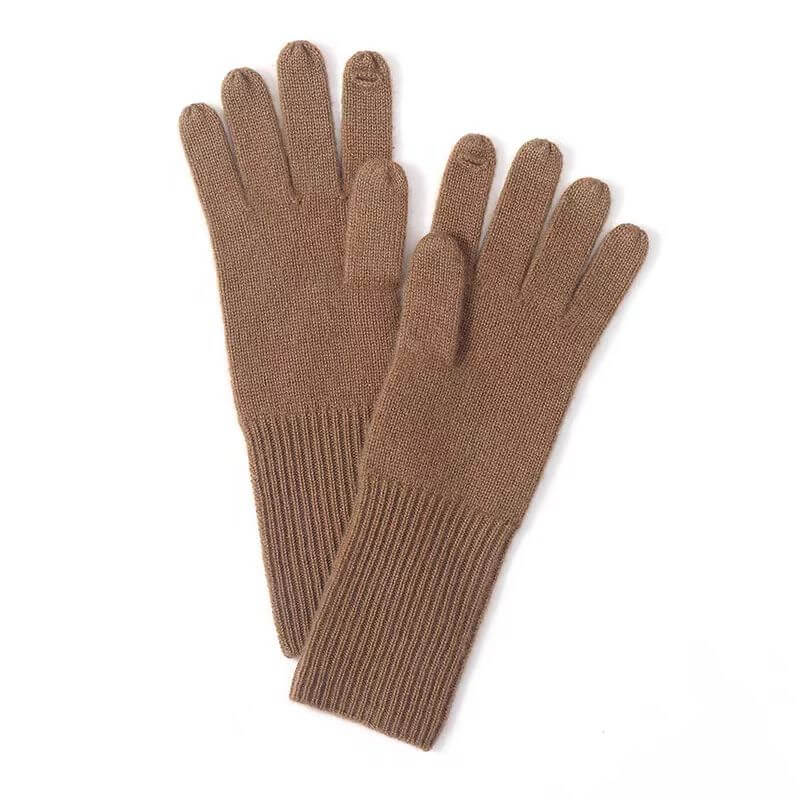 100% cashmere gloves for women in brown color,warm cashmere gloves for women