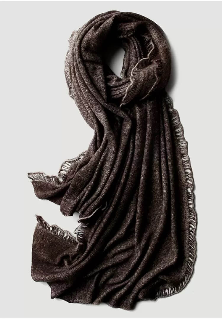 Luxurious 100% Cashmere Ombré Painted Wrap in brown color