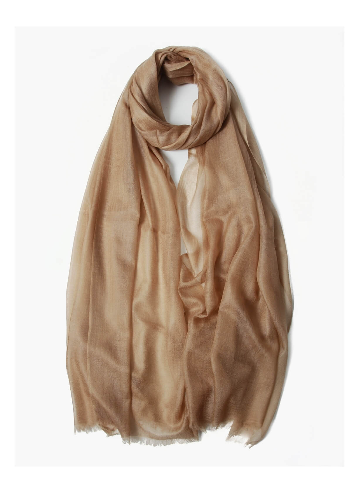 Featherlight 100% Cashmere Wrap Scarf – Ultimate Travel Luxury, Pure and Delicate in camel