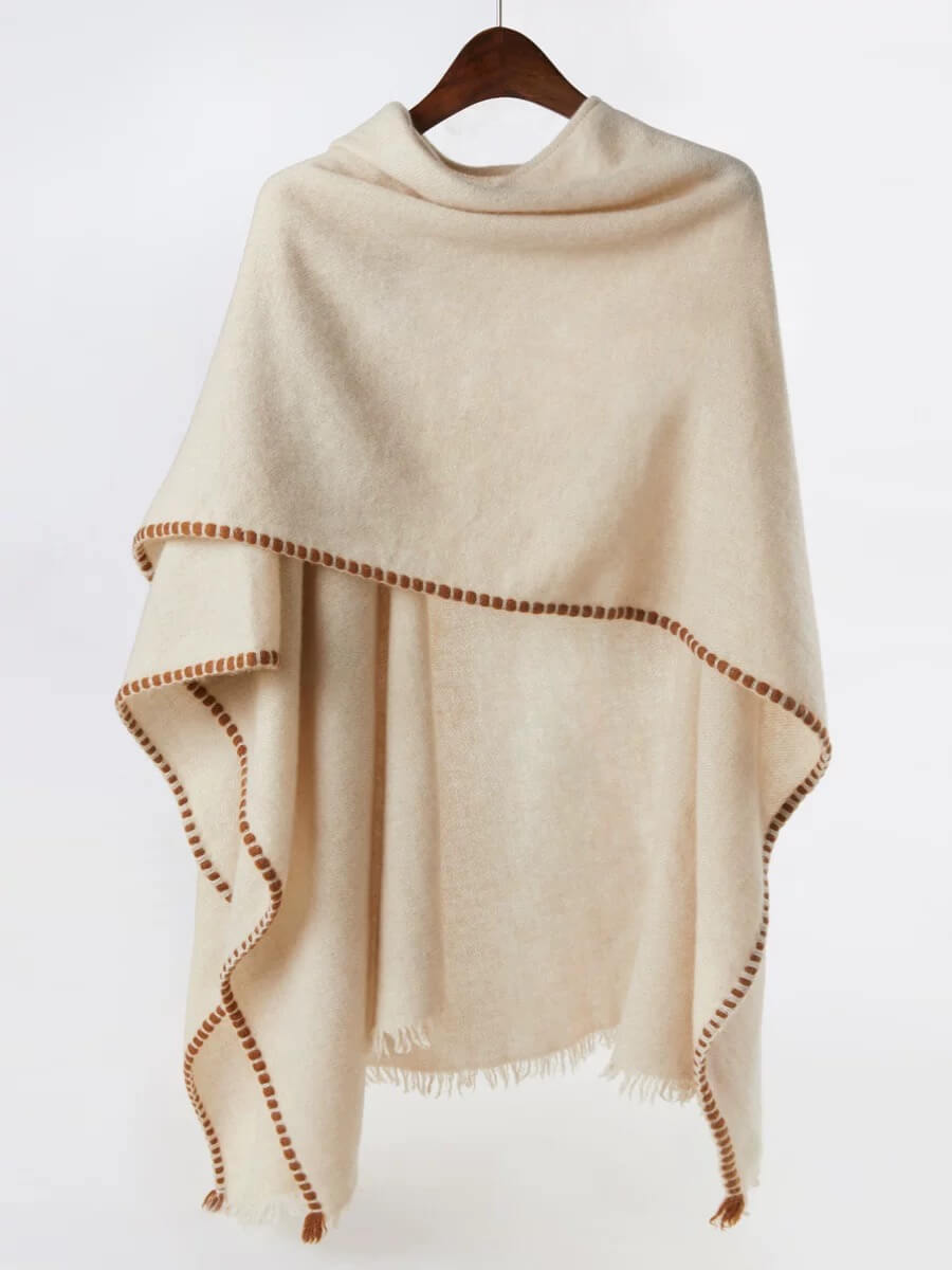women's Classic beige 100% cashmere shawl, oversized 150×110 cm