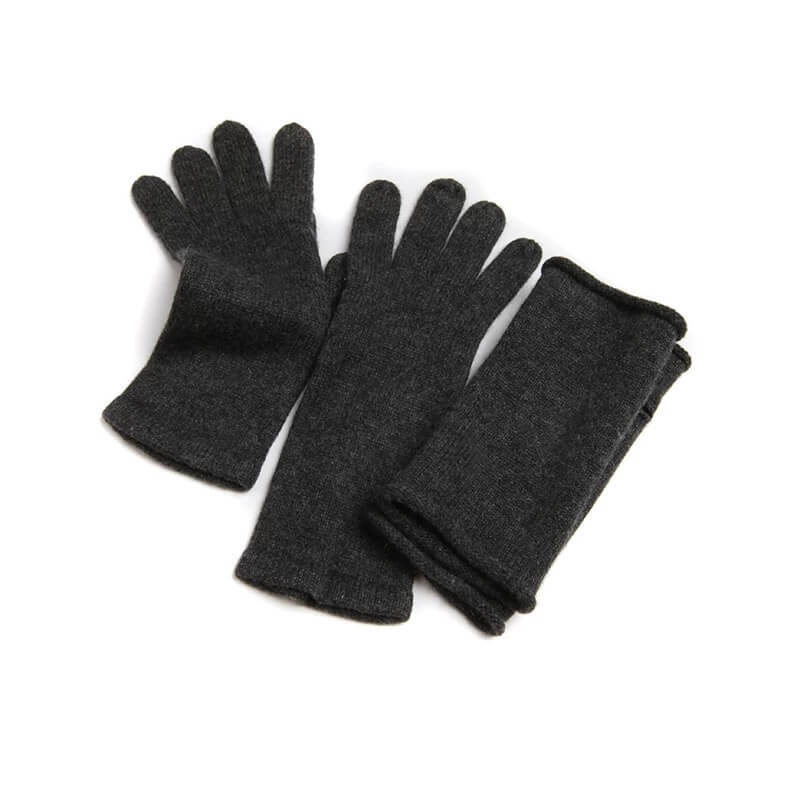 Luxurious Women's 100% Cashmere Convertible Gloves in charcoal grey