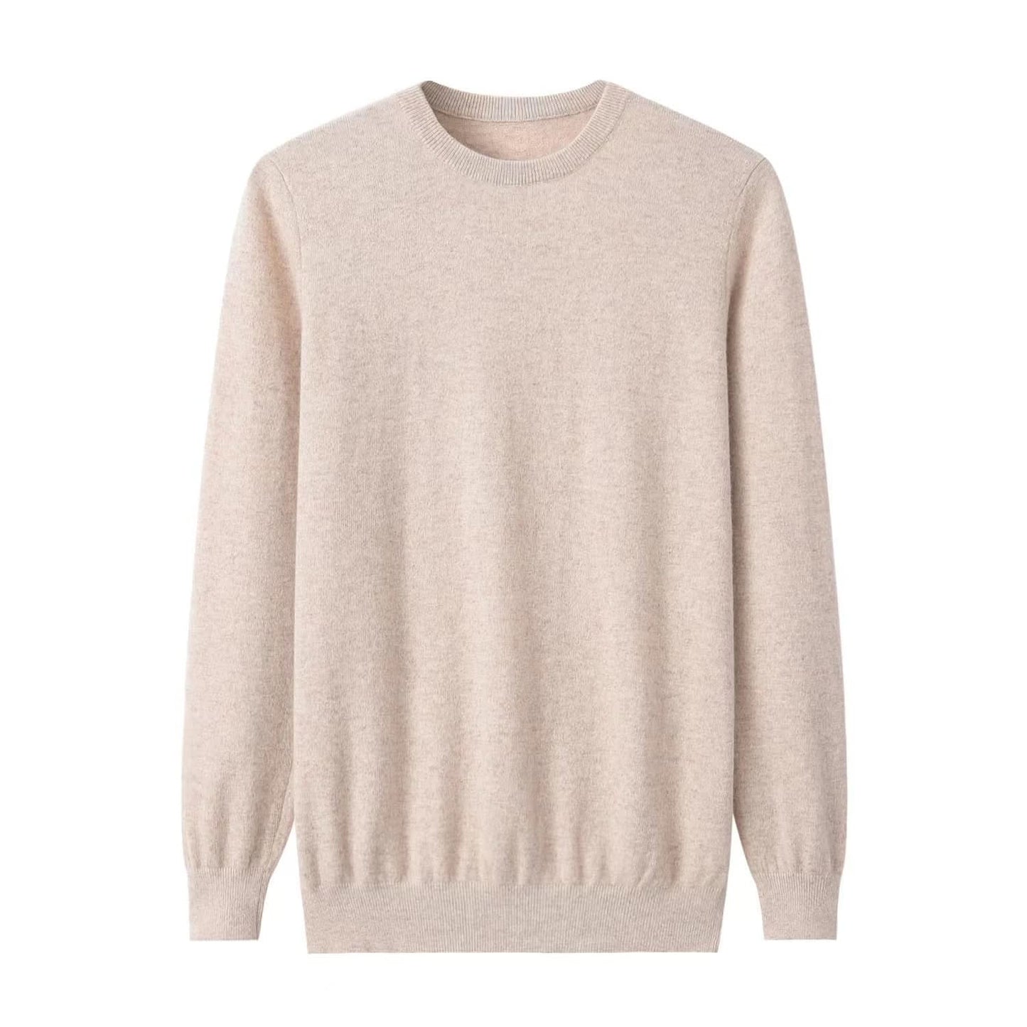 beige cashmere crew neck sweater for men