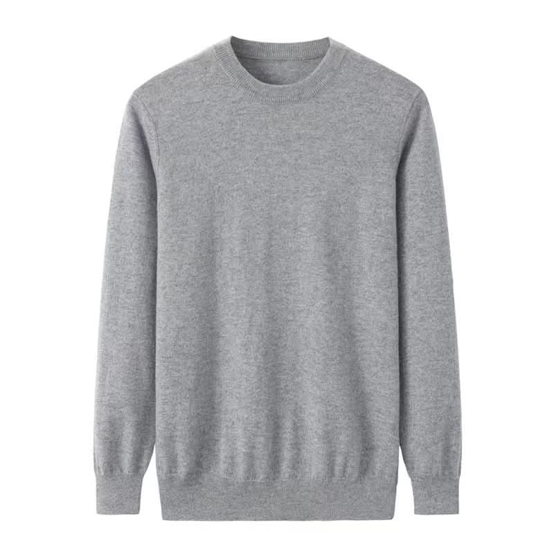 heather grey cashmere crew neck sweater for men
