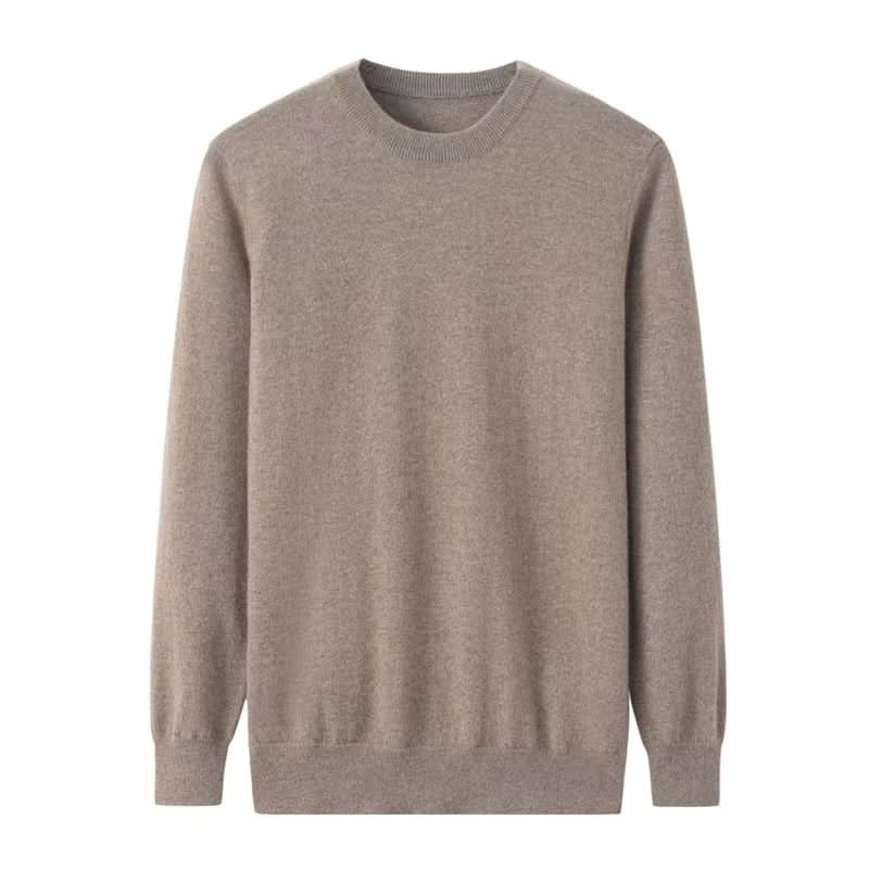 camel cashmere crew neck sweater for men