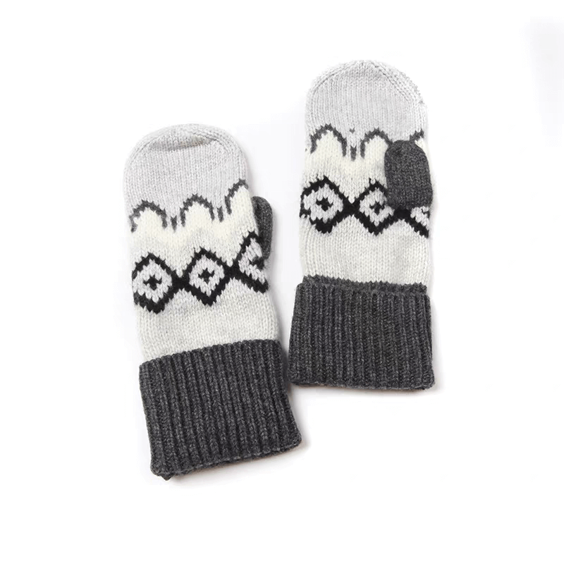 Luxurious 100% Cashmere Winter Gloves for Women – Timeless Jacquard Elegance