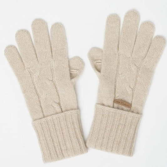 Women's cashmere gloves long style cable knitting in beige