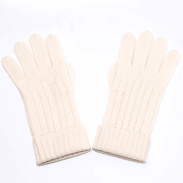 women cashmere white color gloves