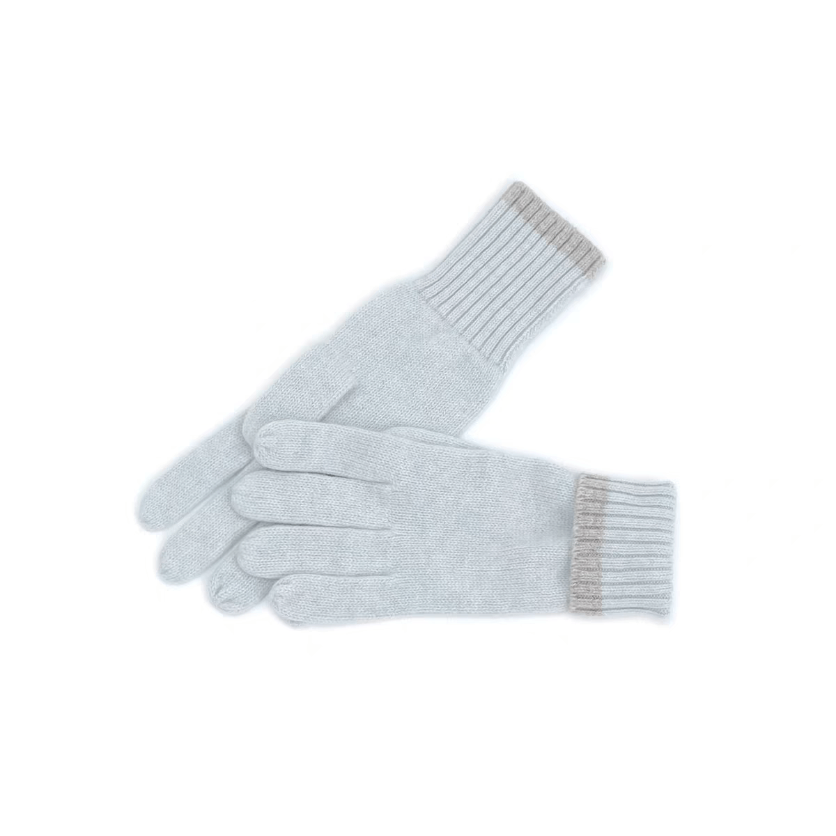 Luxurious 100% Pure White Cashmere Gloves with Contrast Cuff Design in light blue