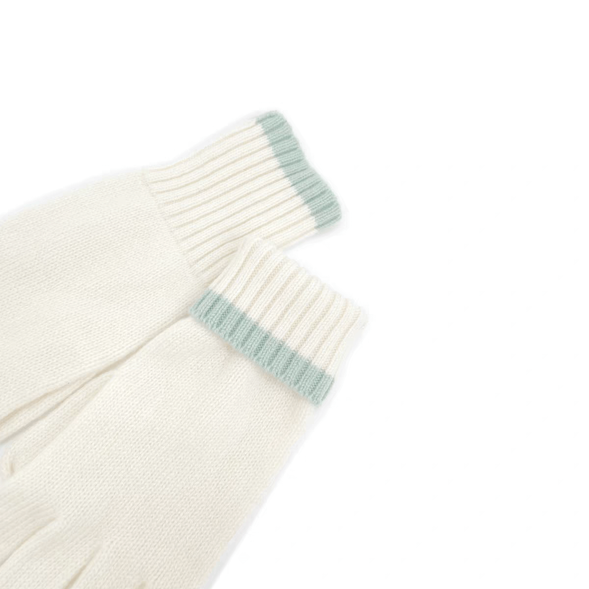 Luxurious 100% Pure White Cashmere Gloves with Contrast Cuff Design in pure white