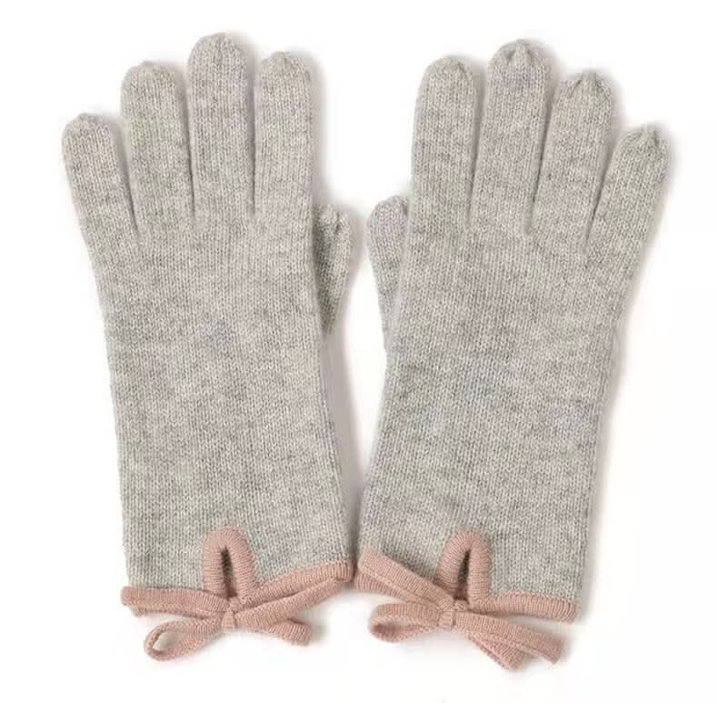light grey women cashmere gloves