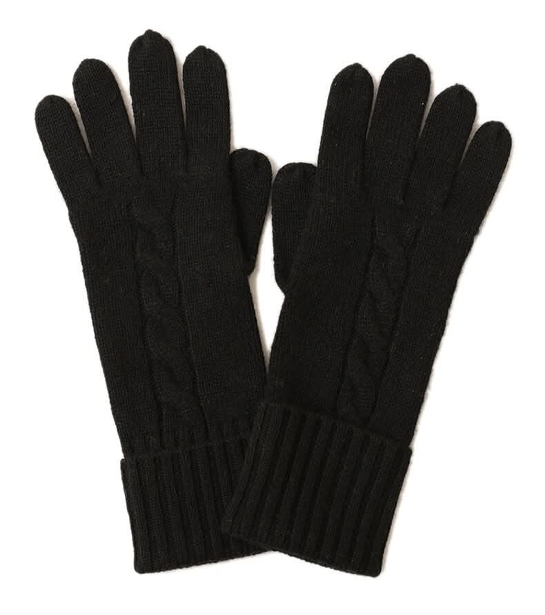 Women's 100% Pure Cashmere Cable Knit Gloves in black color, a new black pair to look a little more formal for the evenings