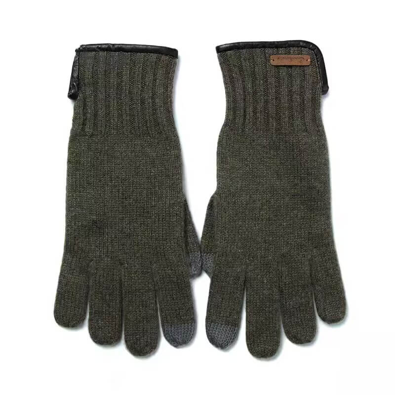 Indulge in Timeless Luxury: 100% Cashmere Men's Gloves in army green