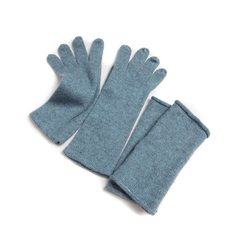 Luxurious Women's 100% Cashmere Convertible Gloves in blue