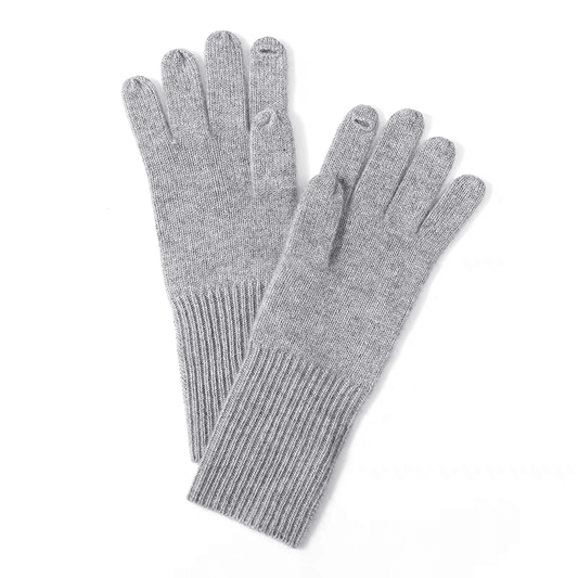 Women's colorful 100% cashmere light grey gloves