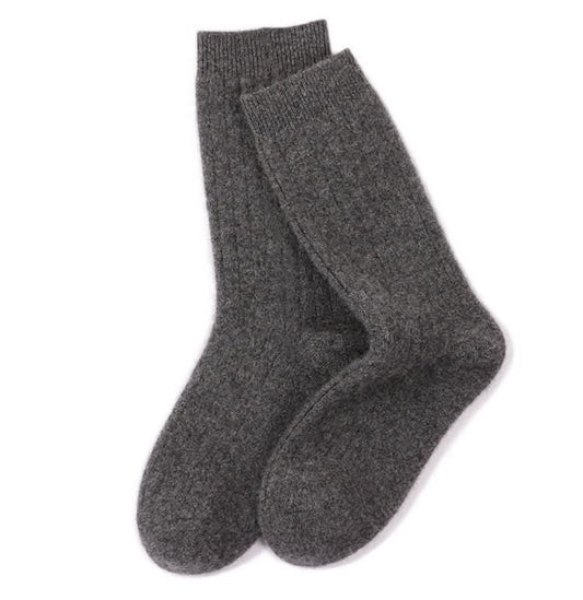 cashmere ribbed bed socks,men's Pure Cashmere Socks in dark grey