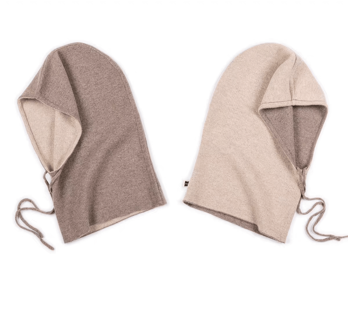 Women's Cashmere Hoodie Reversible Hat in camel and beige,Everyday Cashmere Cap