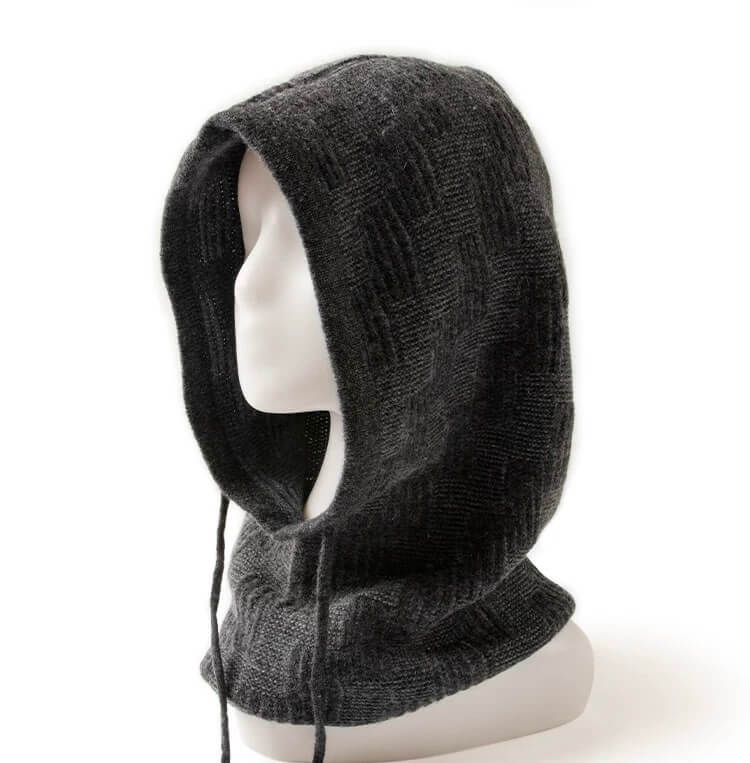 Women’s 100% Cashmere Balaclava Hoodie in black color