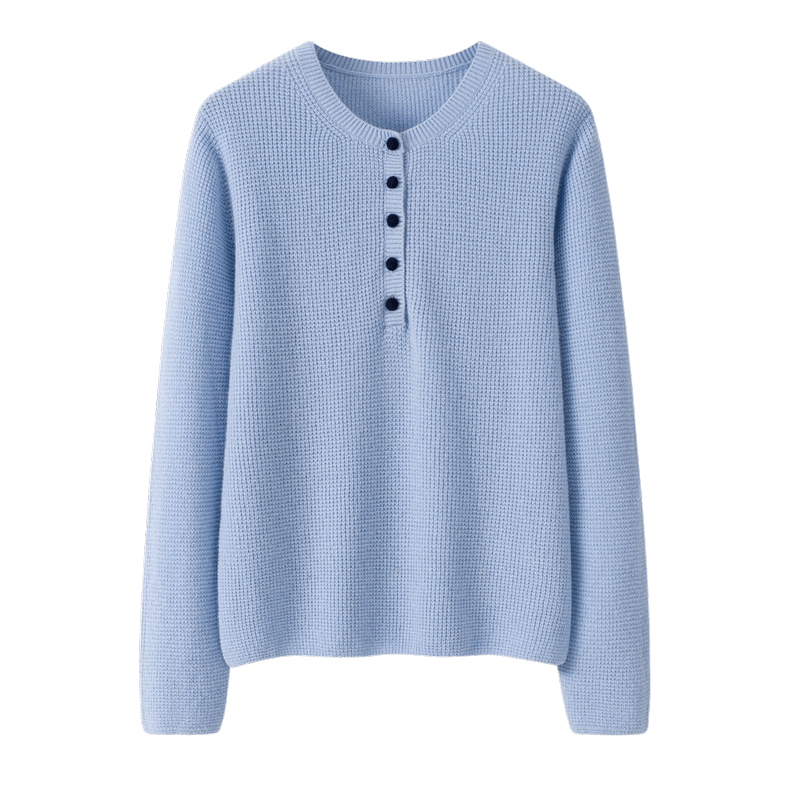 light blue long-sleeve 100% cashmere sweater shirt