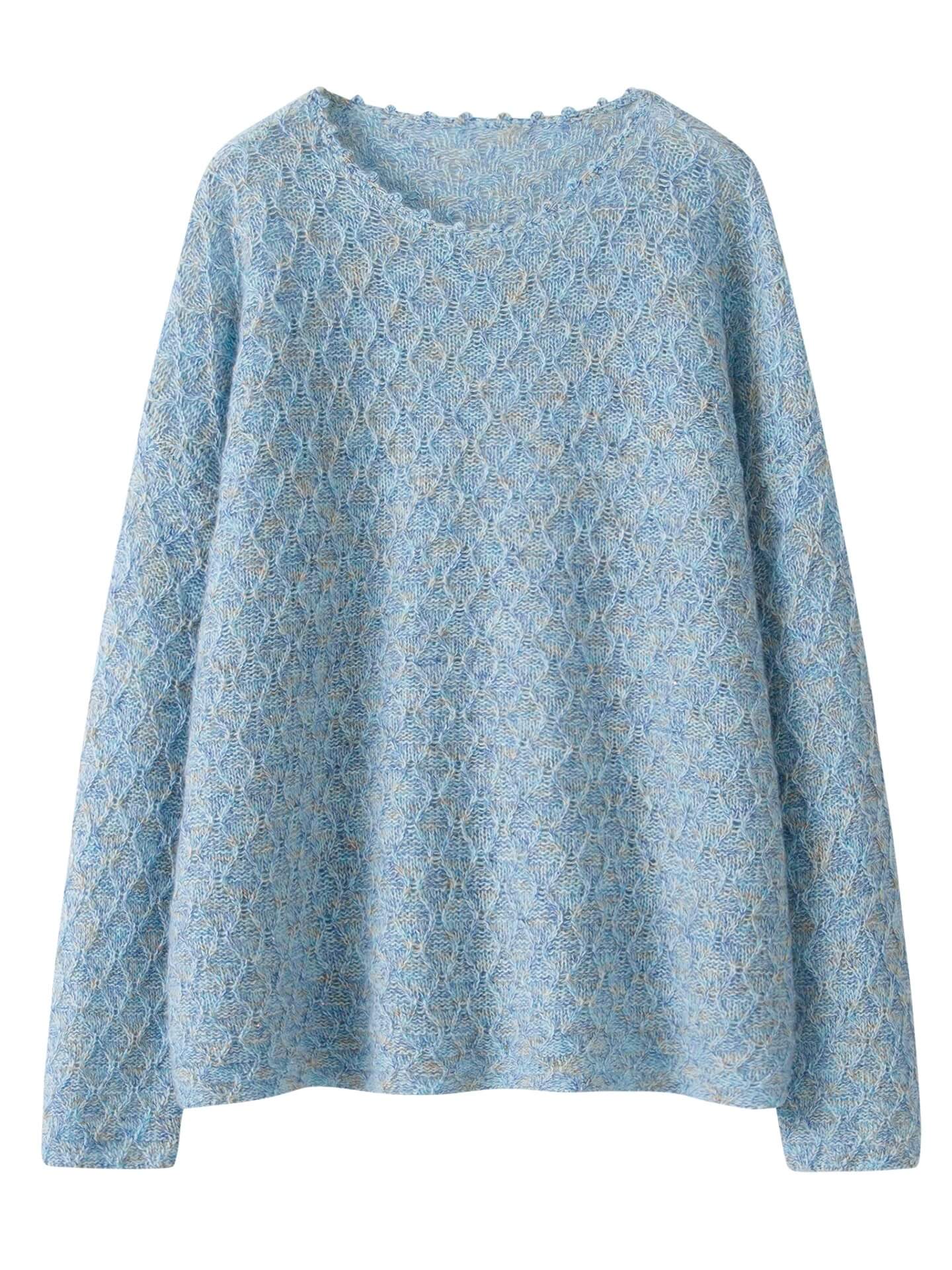 Luxury 100% Cashmere Sweater in misty blue