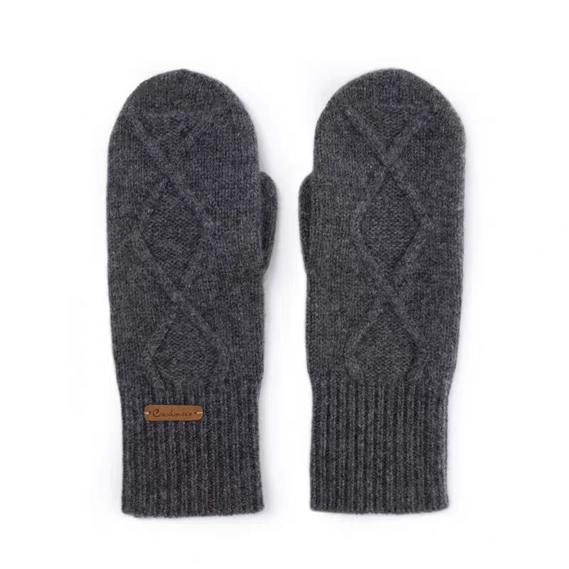Luxury Women's 100% Cashmere Mittens in grey