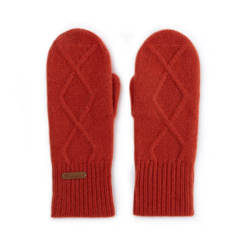 Luxury Women's 100% Cashmere Mittens in red