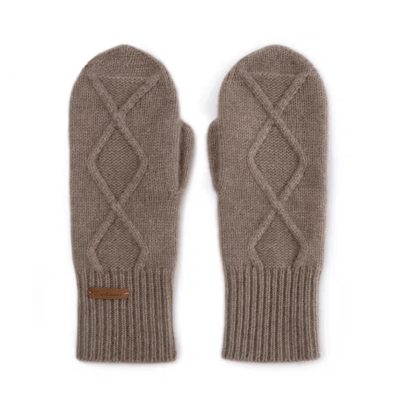 Luxury Women's 100% Cashmere Mittens in camel
