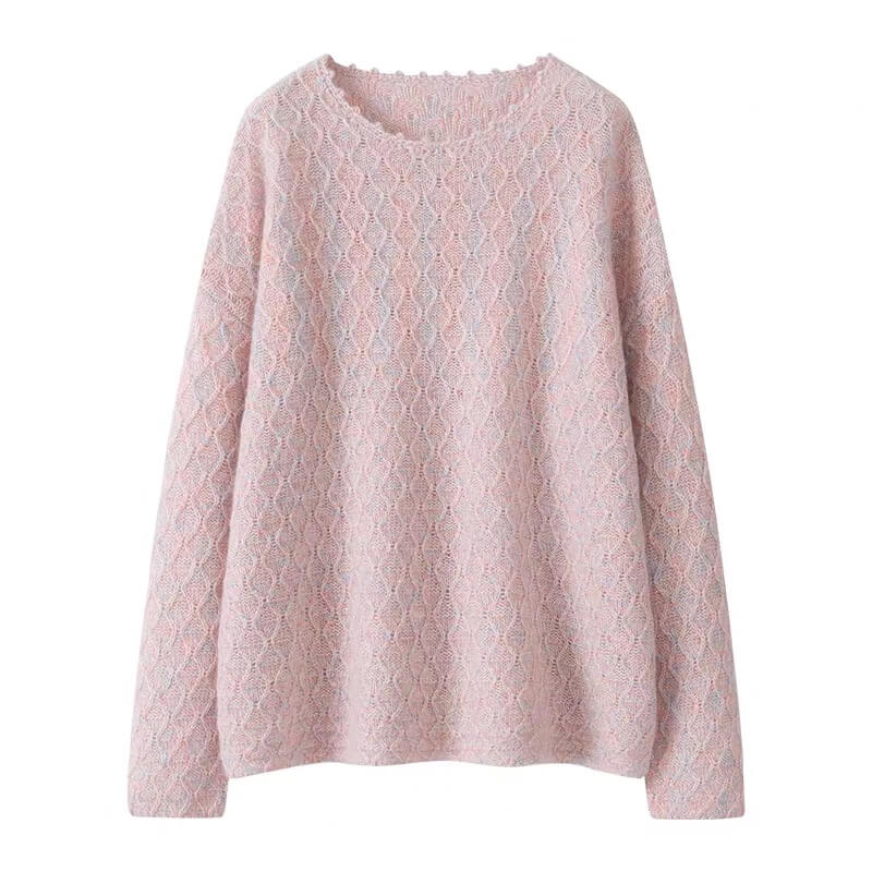 Luxury 100% Cashmere Sweater in heather pink