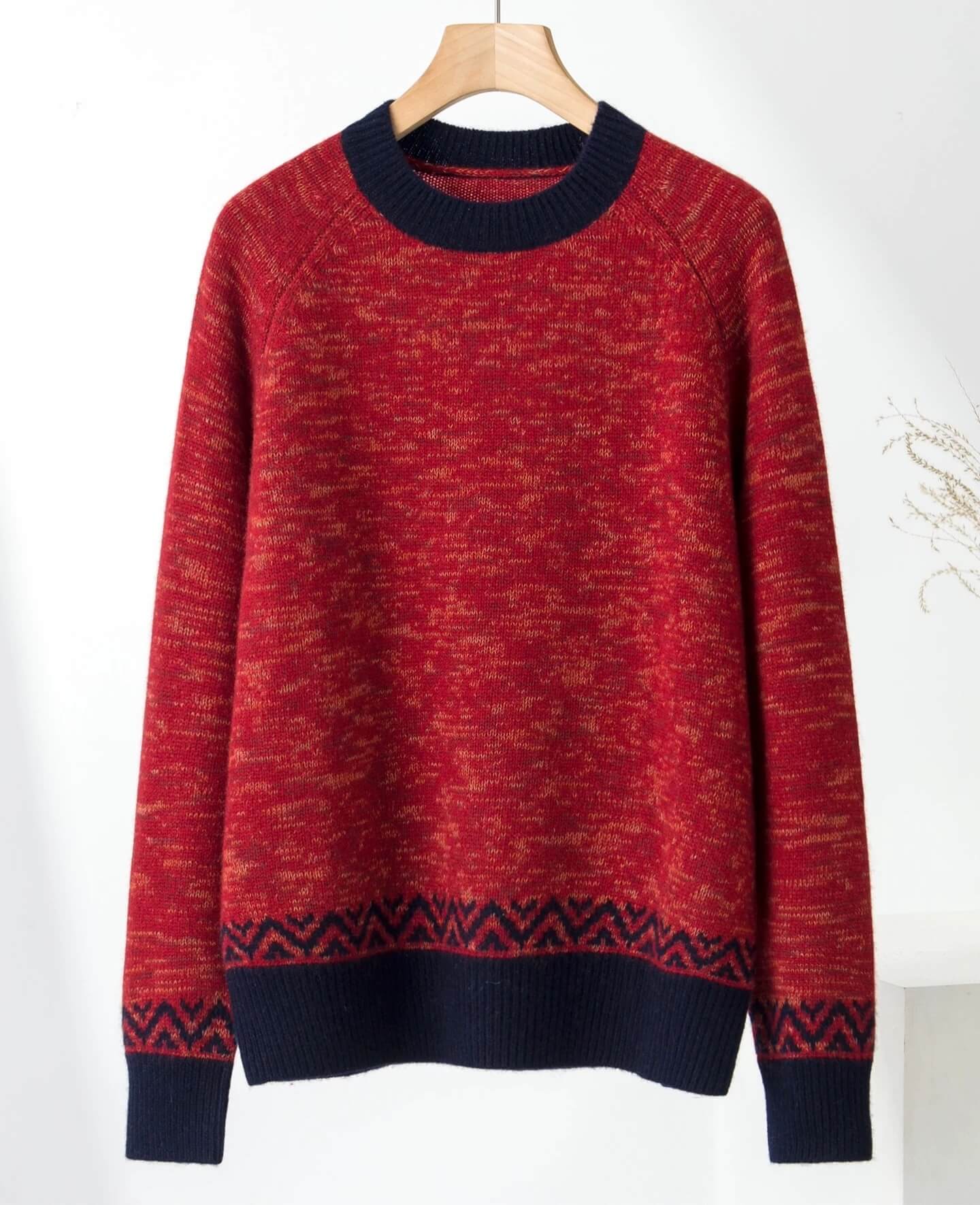 Luxury Fall Winter Knitwear women's pure cashmere sweater in red